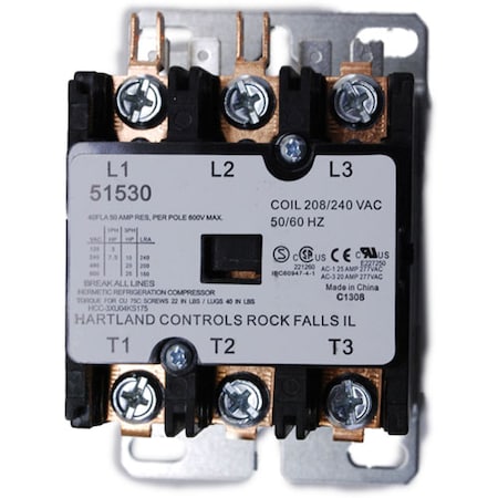 Allpoints Contactor, 3Pole, 240V 40A 8014275